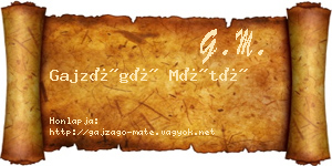 Gajzágó Máté névjegykártya
